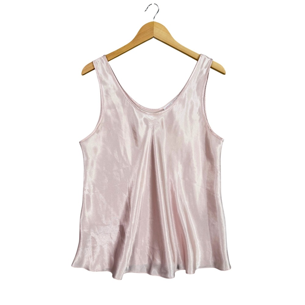 Oscar de la Renta Camisole Women L Pink Satin Pink Label Tank Top
